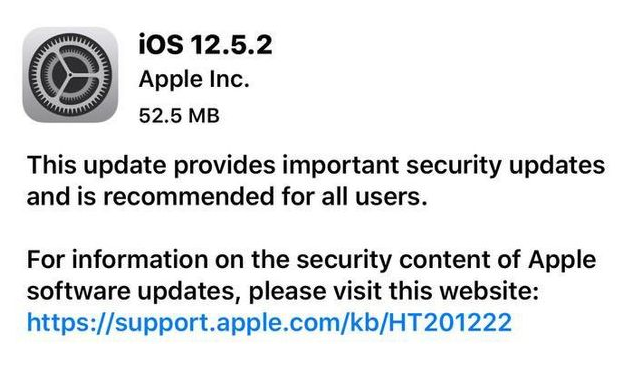 卢氏苹果手机维修分享iOS12.5.2发布，建议所有老苹果用户安装 